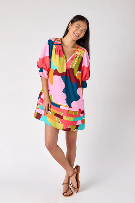 Elaine Dress - Block Poppy